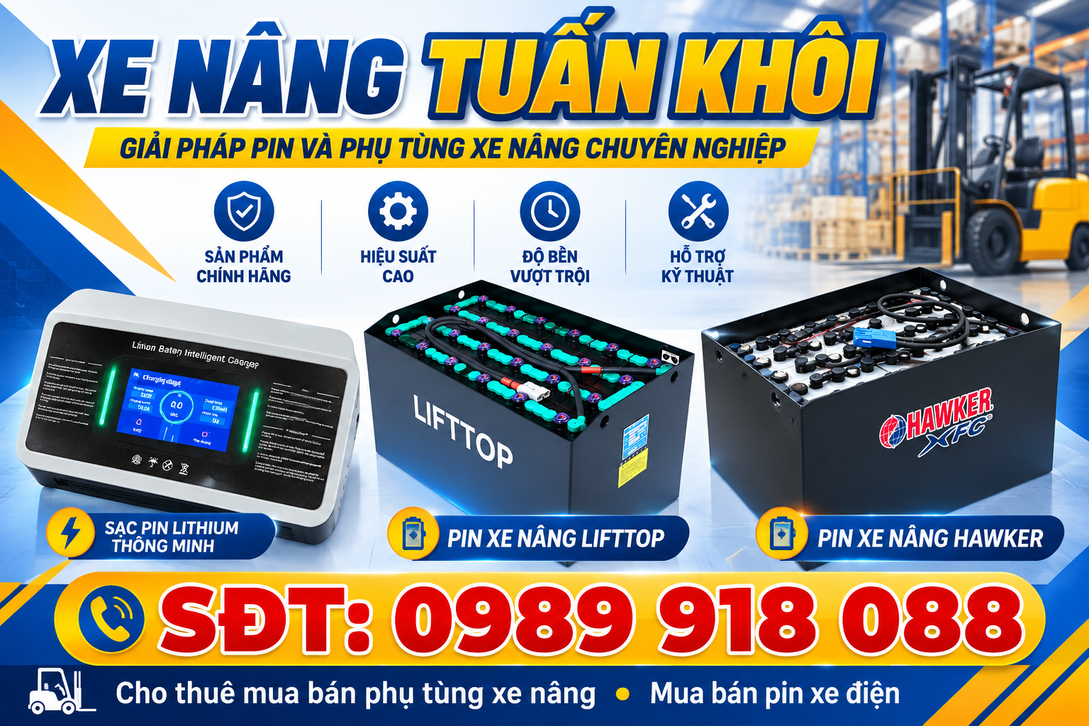 GIẢI PHÁP NĂNG LƯỢNG CHO XE NÂNG ĐIỆN